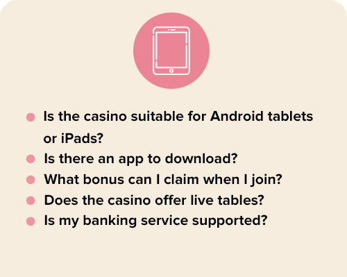 TABLET CASINO CHECKLIST
